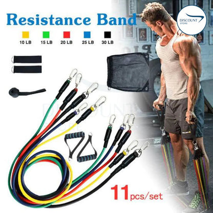 11 Pcs Fitness Resistance Bands Set - (IMPORTED)