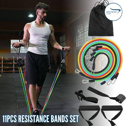 11 Pcs Fitness Resistance Bands Set - (IMPORTED)